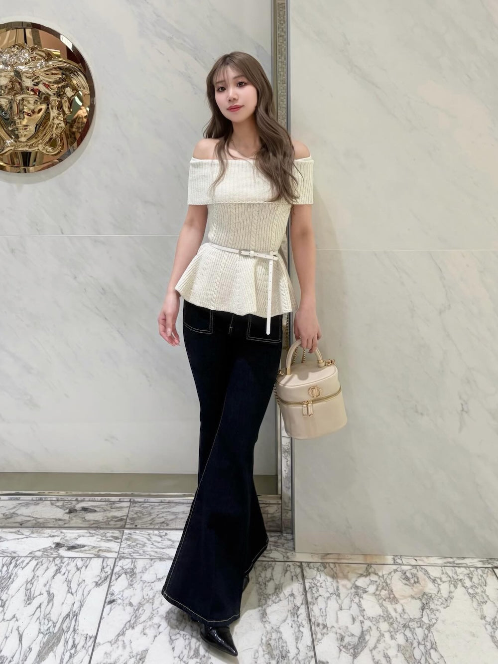 darich オフショルぺプラムニットトップス オフショルぺプラムニットトップス – Darich