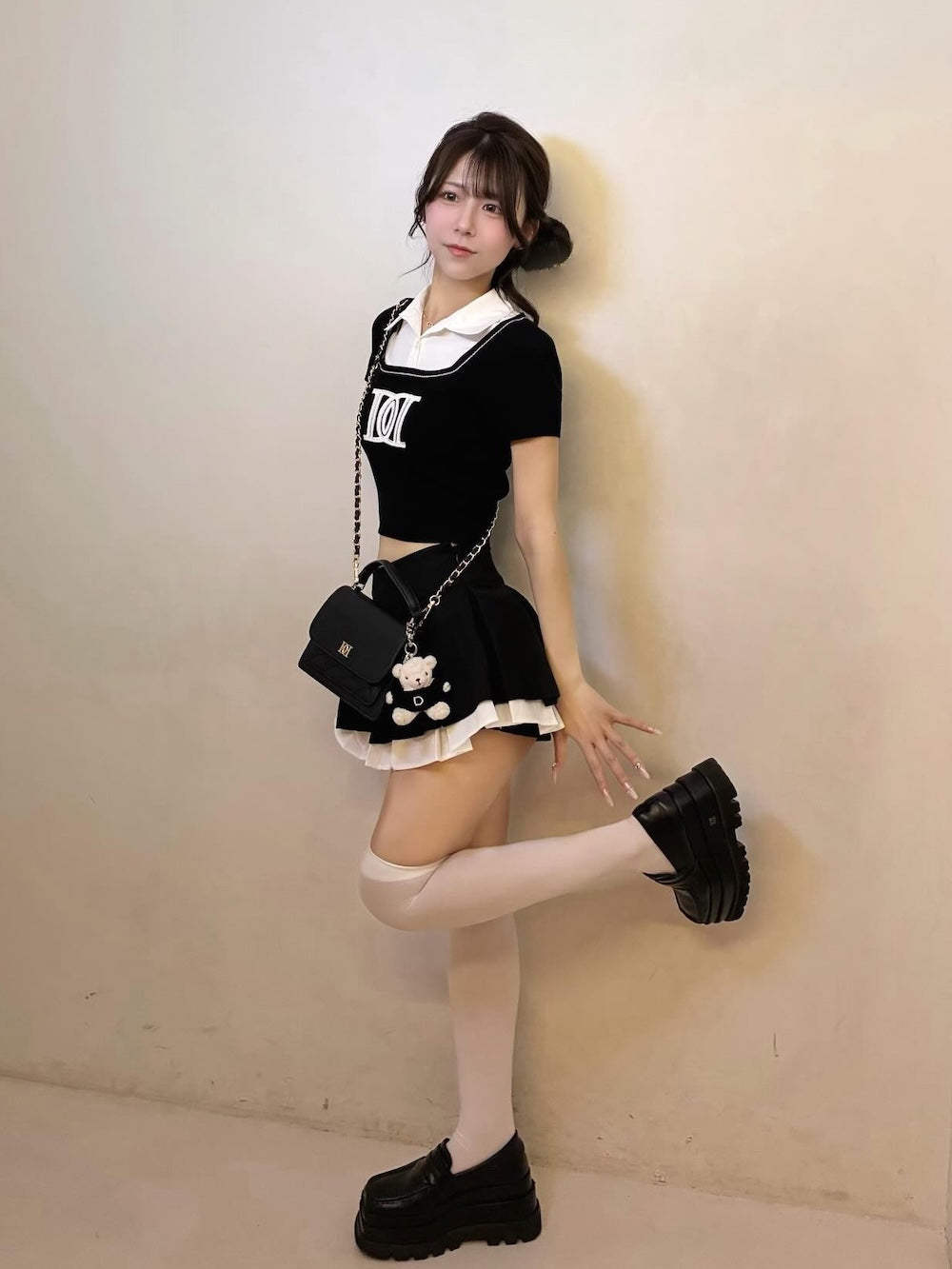 モデル：160cm（着用サイズ：S　着用カラー：BLK）