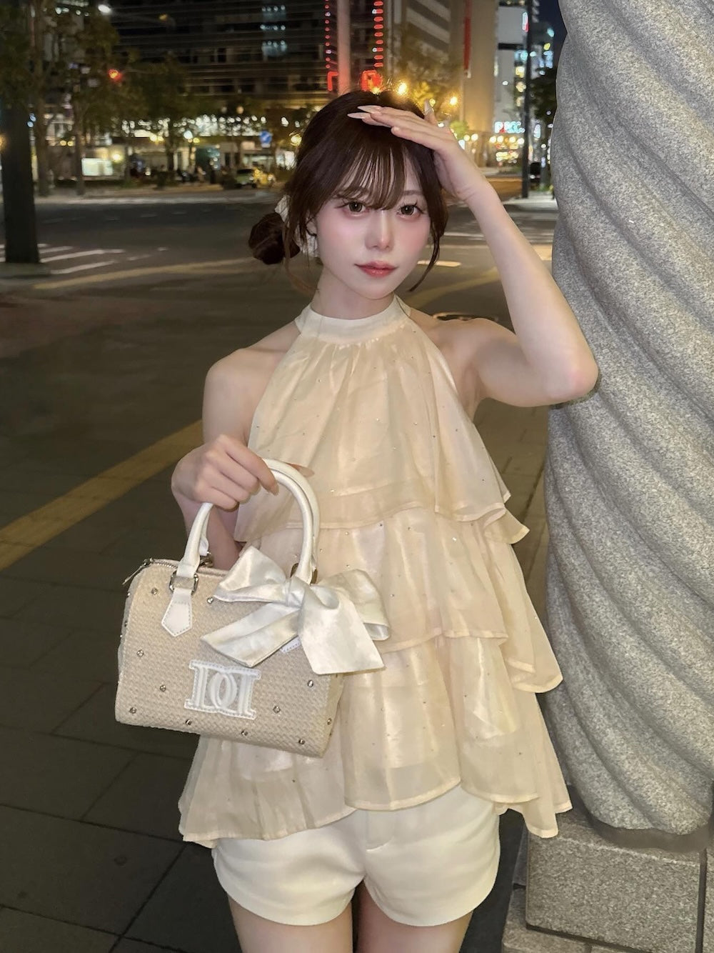 モデル：161cm（着用サイズ：FREE　着用カラー：IVO）