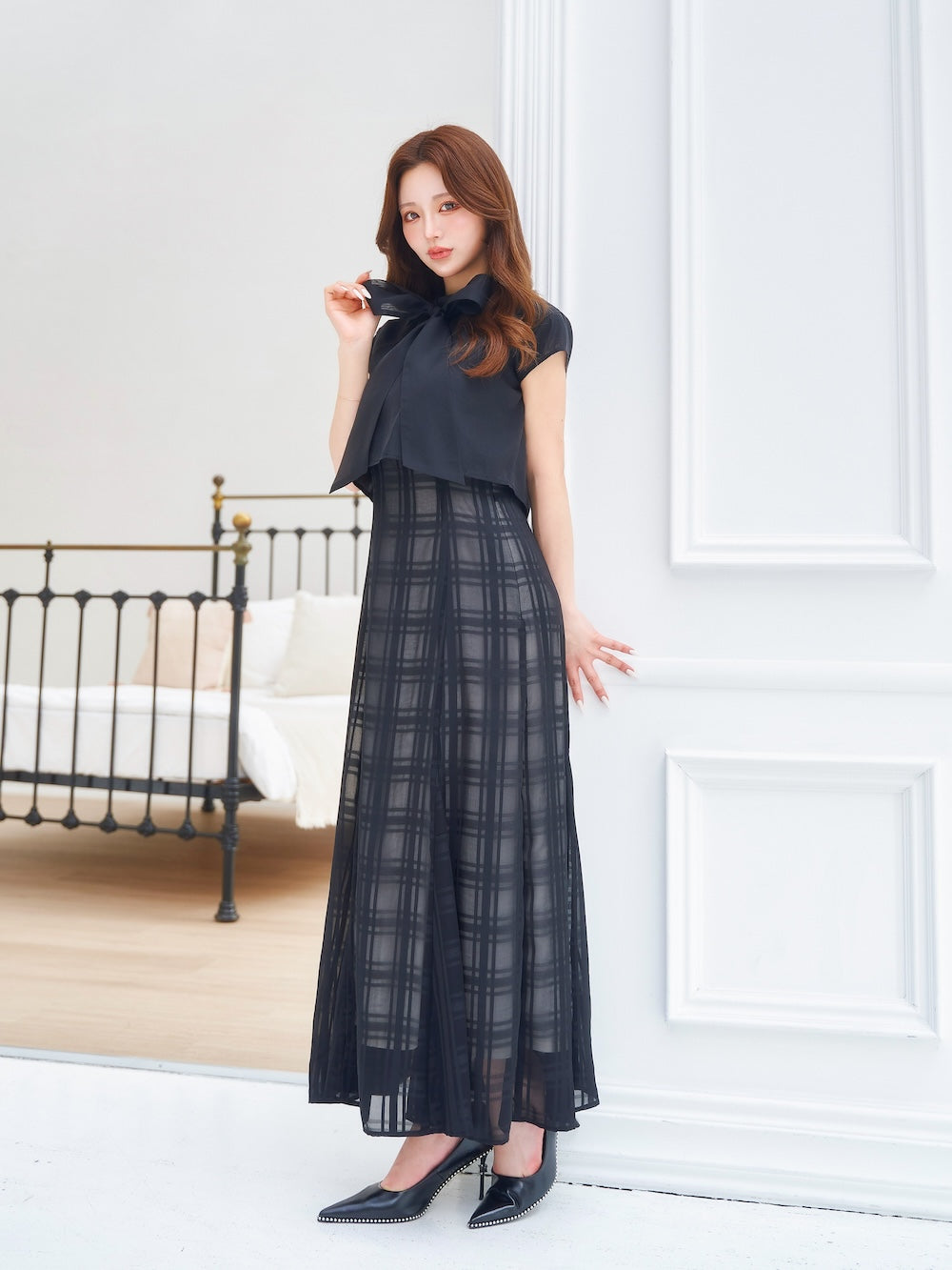 モデル：163cm（着用サイズ：FREE　着用カラー：BLK）