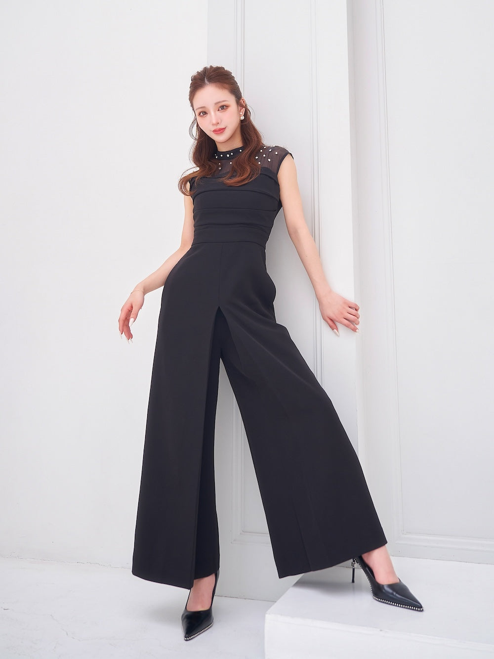 モデル：158cm（着用サイズ：FREE　着用カラー：BLK）
