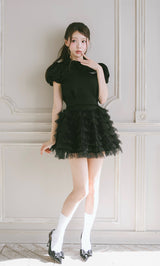 モデル：164cm（着用サイズ：FREE　着用カラー：BLK）
