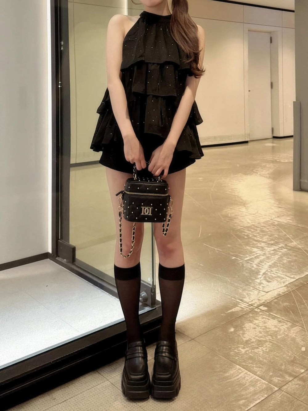 モデル：157cm（着用サイズ：FREE　着用カラー：BLK）