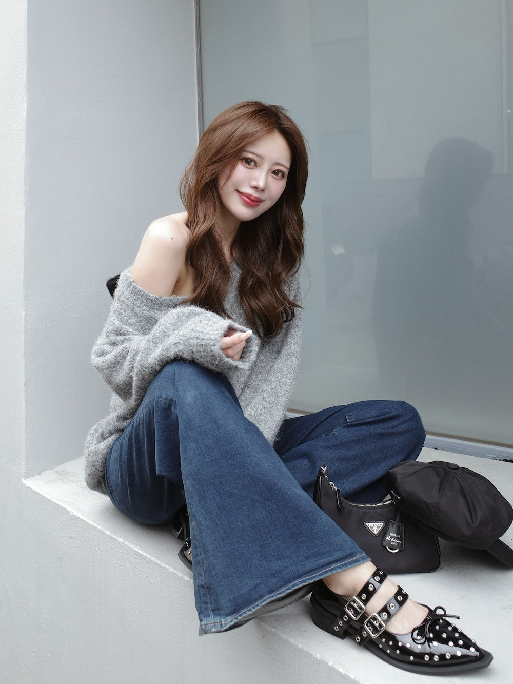 モデル：164cm（着用サイズ：FREE　着用カラー：GRY）