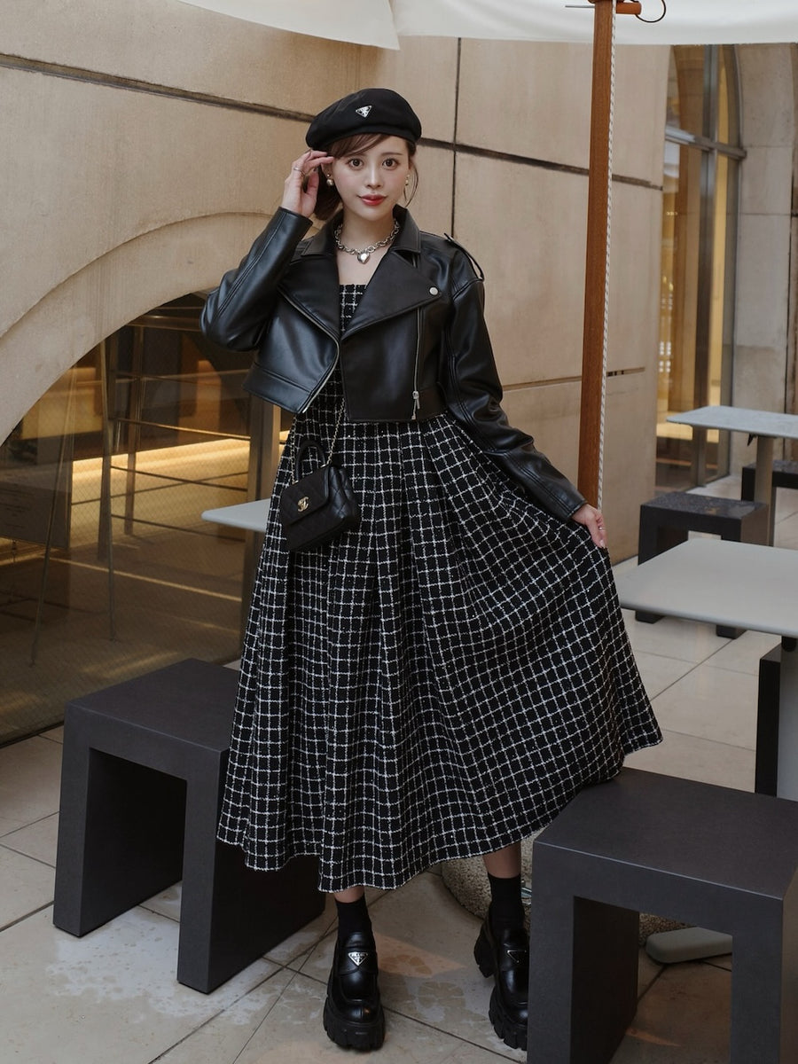 モデル：164cm（着用サイズ：FREE　着用カラー：BLK）