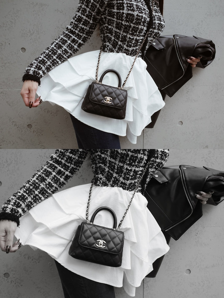 ボリュームフリルツイードニットミニワンピース