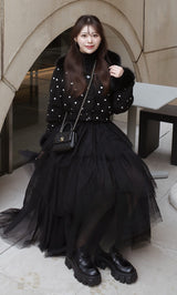 モデル：164cm（着用サイズ：FREE　着用カラー：BLK）