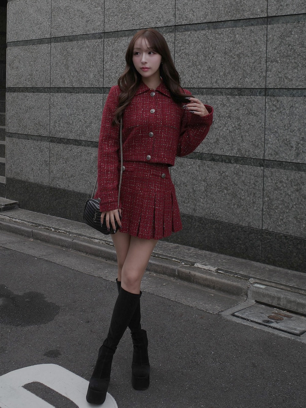 新品未使用タグ付 Darich ツイードチェックプリーツミニスカート ダーリッチ Darich ツイードチェックプリーツミニスカート