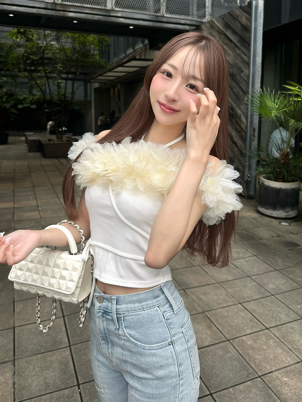 モデル：156cm（着用サイズ：FREE　着用カラー：WHT）