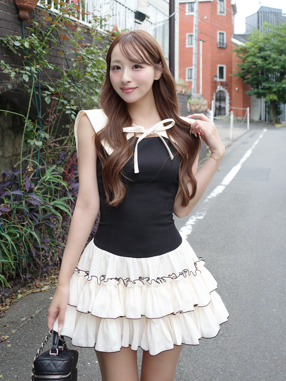 セーラーカラーボリュームフリルミニワンピース – Darich