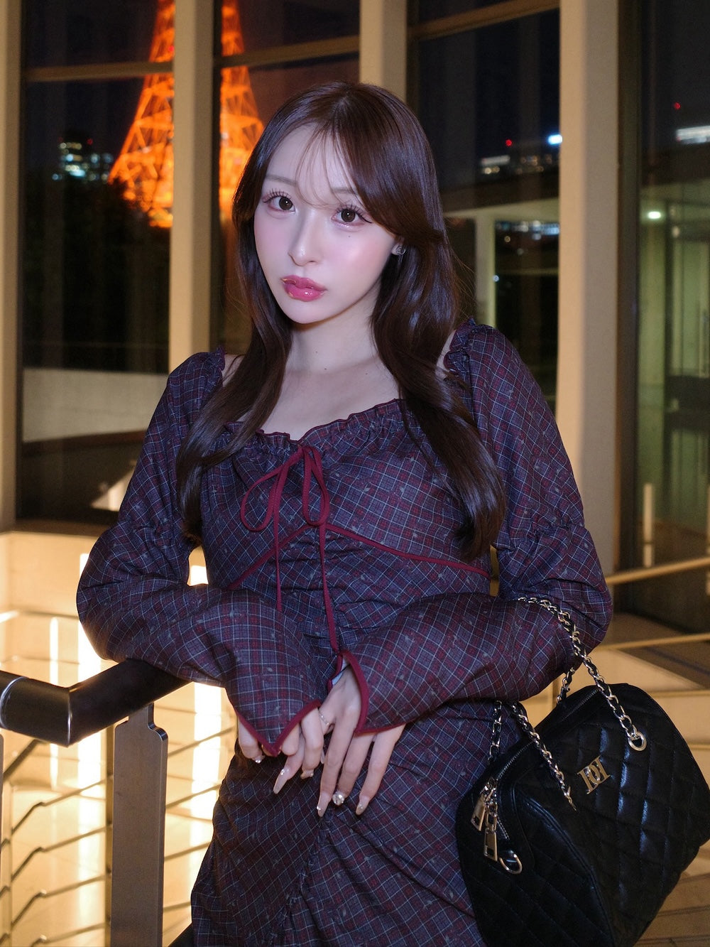 Darich チェック ワンピース パイピングチェックレースロングワンピース – Darich (ダーリッチ)