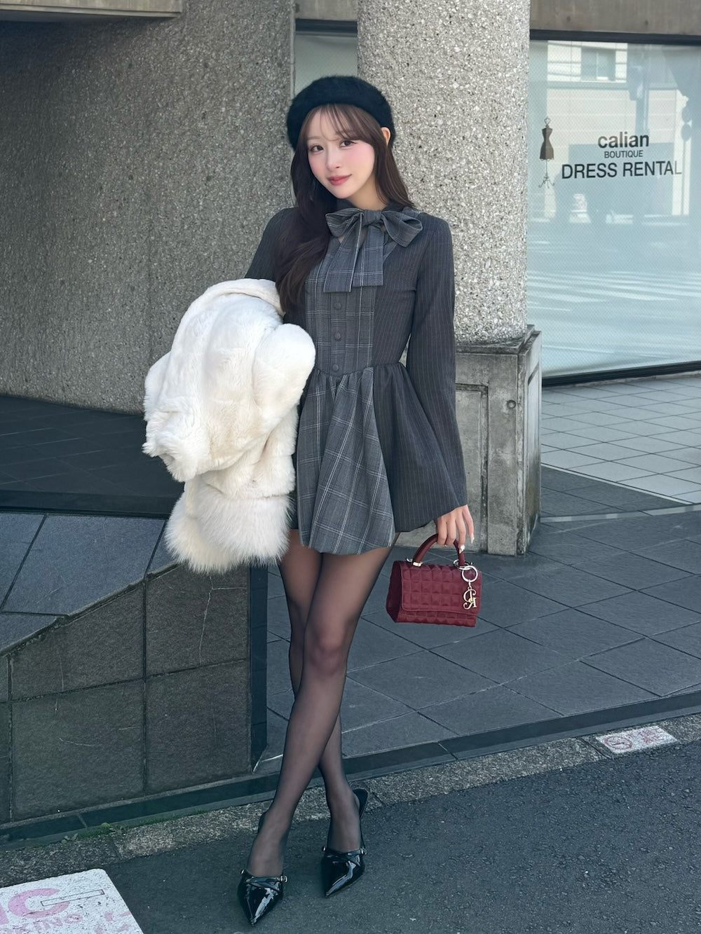 モデル：156cm（着用サイズ：FREE　着用カラー：GRY）