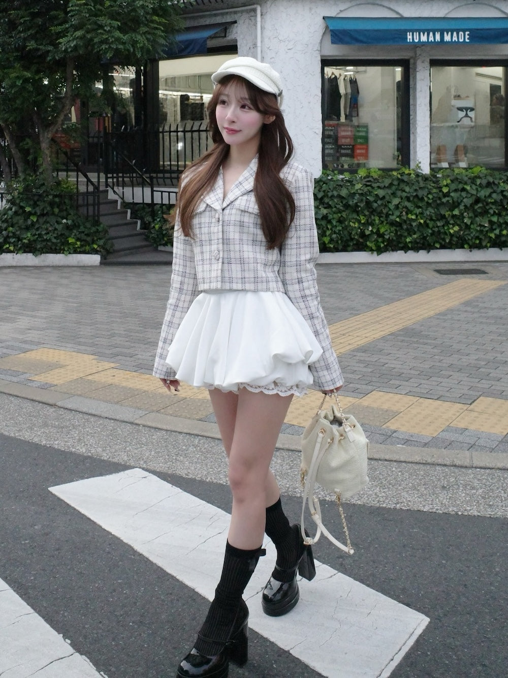 モデル：156cm（着用サイズ：FREE　着用カラー：WHT）