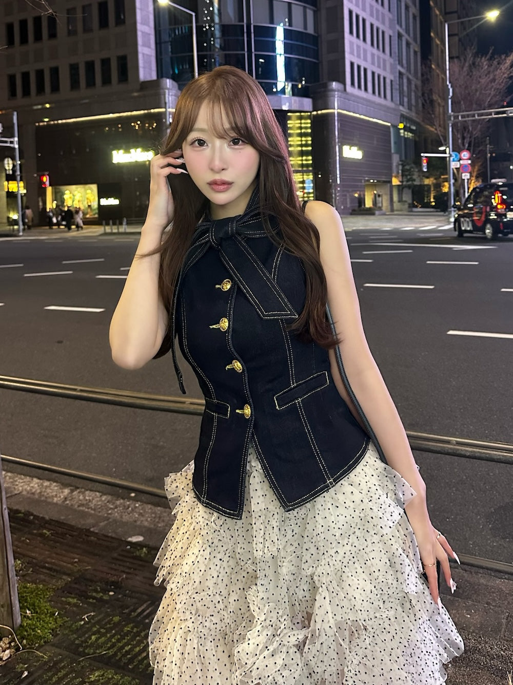 ダーリッチDDボタンリボンデニムトップス 新品 DDボタンリボンデニムトップス – Darich