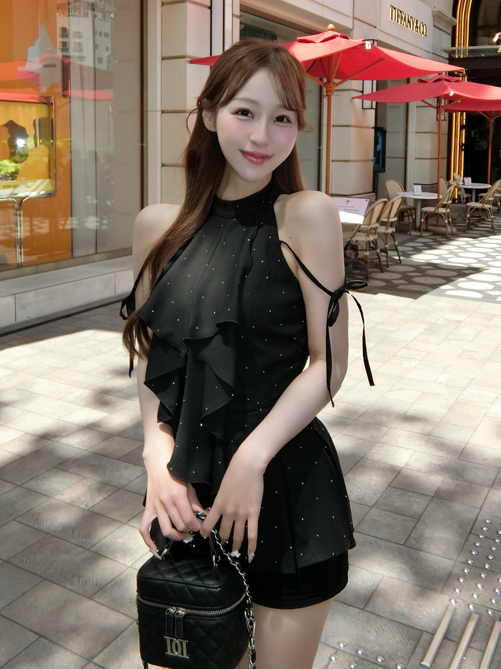 モデル：156cm（着用サイズ：FREE　着用カラー：BLK）