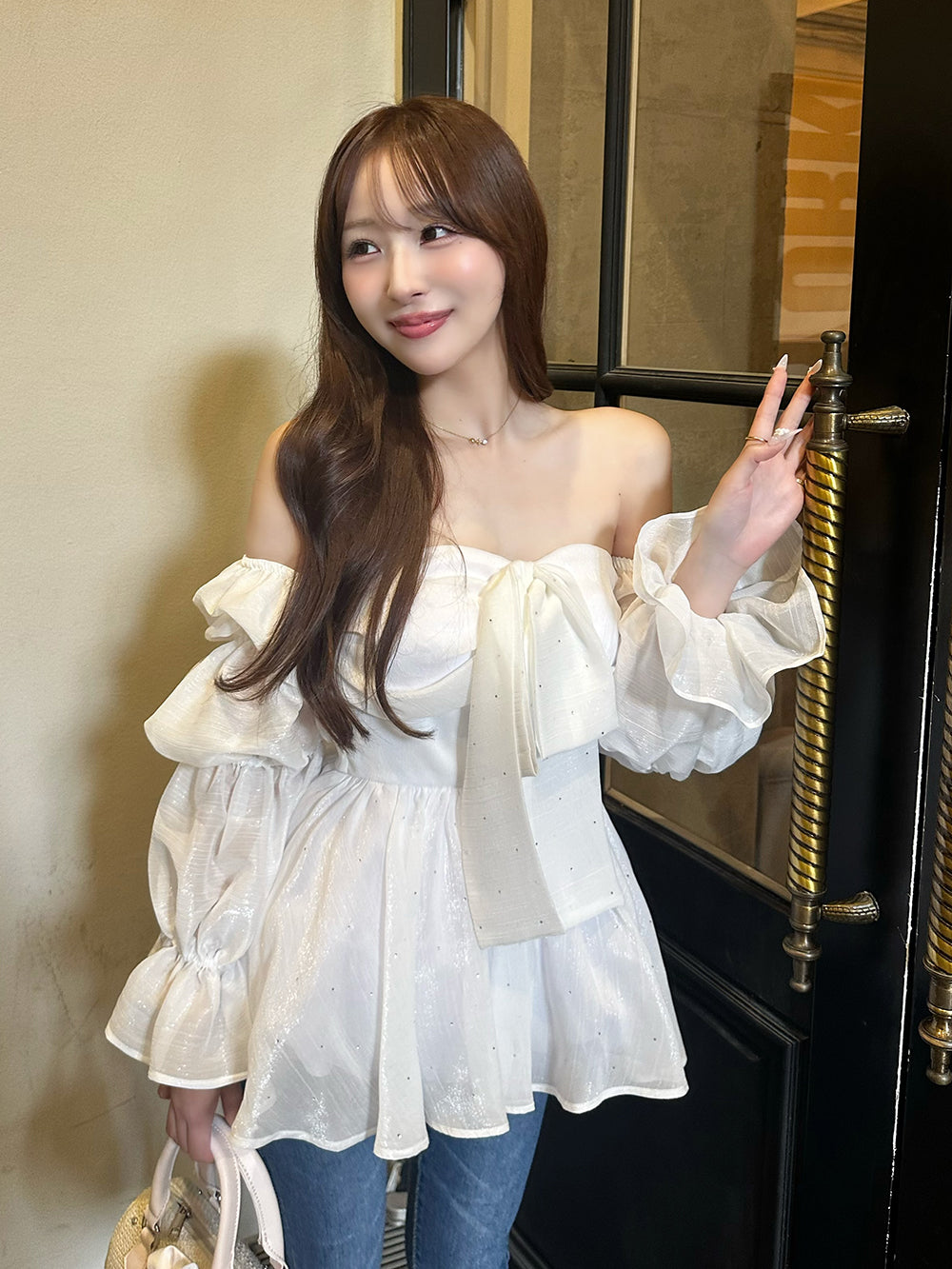 モデル：156cm（着用サイズ：FREE　着用カラー：WHT）