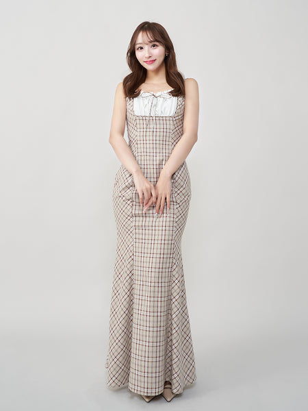 Checked Mermaid Long Dress