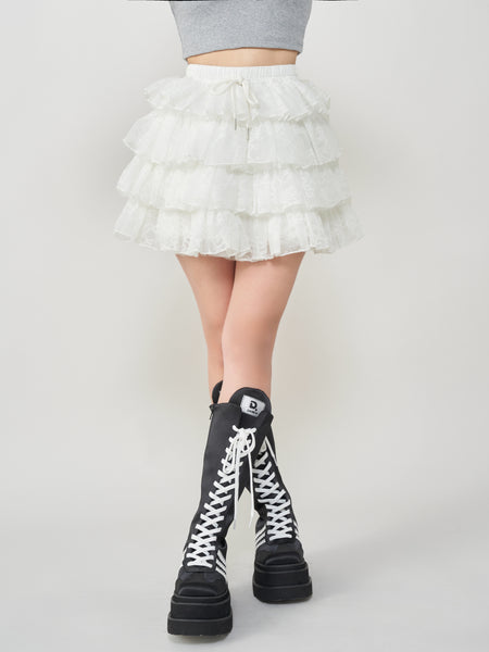 Voluminous Lace Mini Skirt