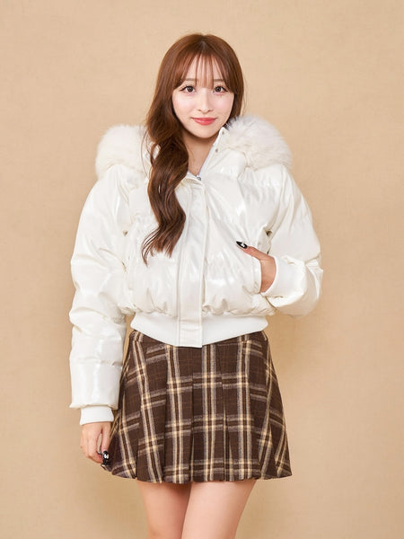 Faux Patent Leather Down Jacket