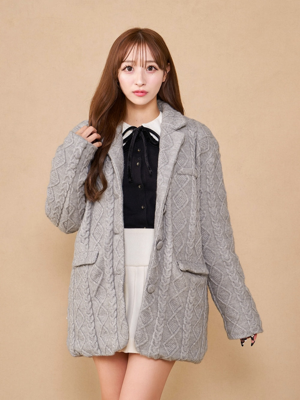 モデル：156cm（着用サイズ：FREE　着用カラー：GRY）