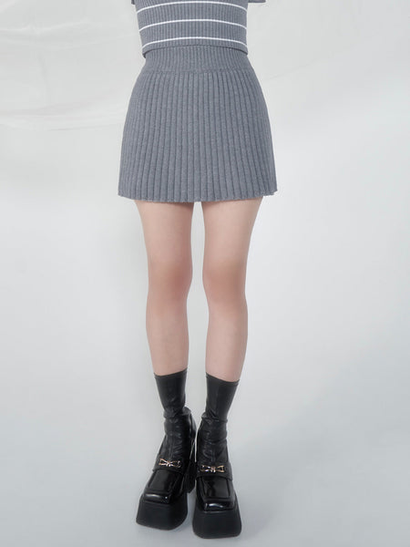 Ribbed Knit Miniskirt