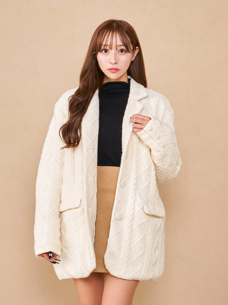 Cable Knit Jacket Coat