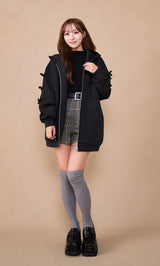 モデル：156cm（着用サイズ：FREE　着用カラー：BLK）