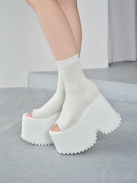 Stretch knit mesh boot sandals