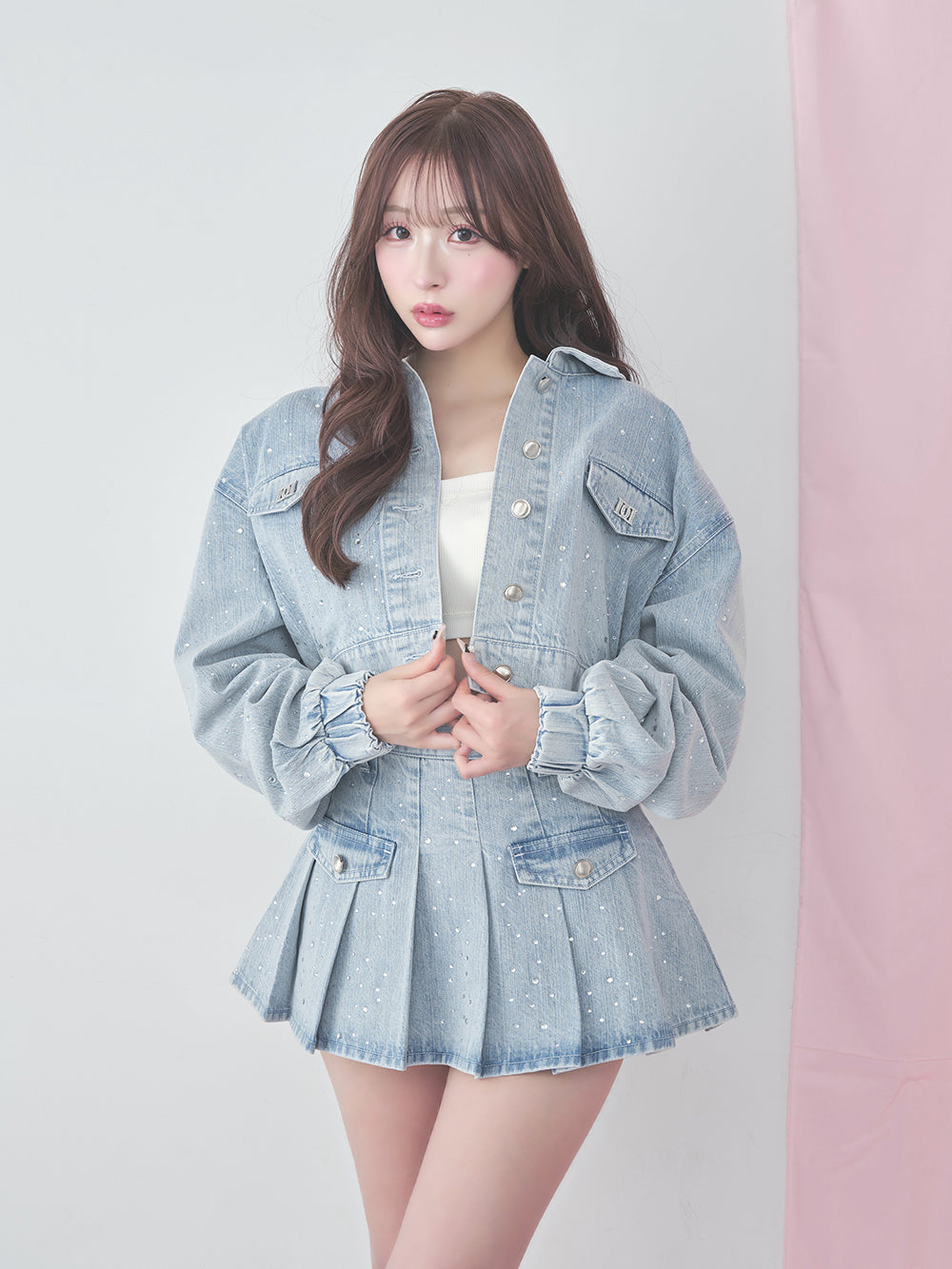 ラインストーンデニムセットアップ