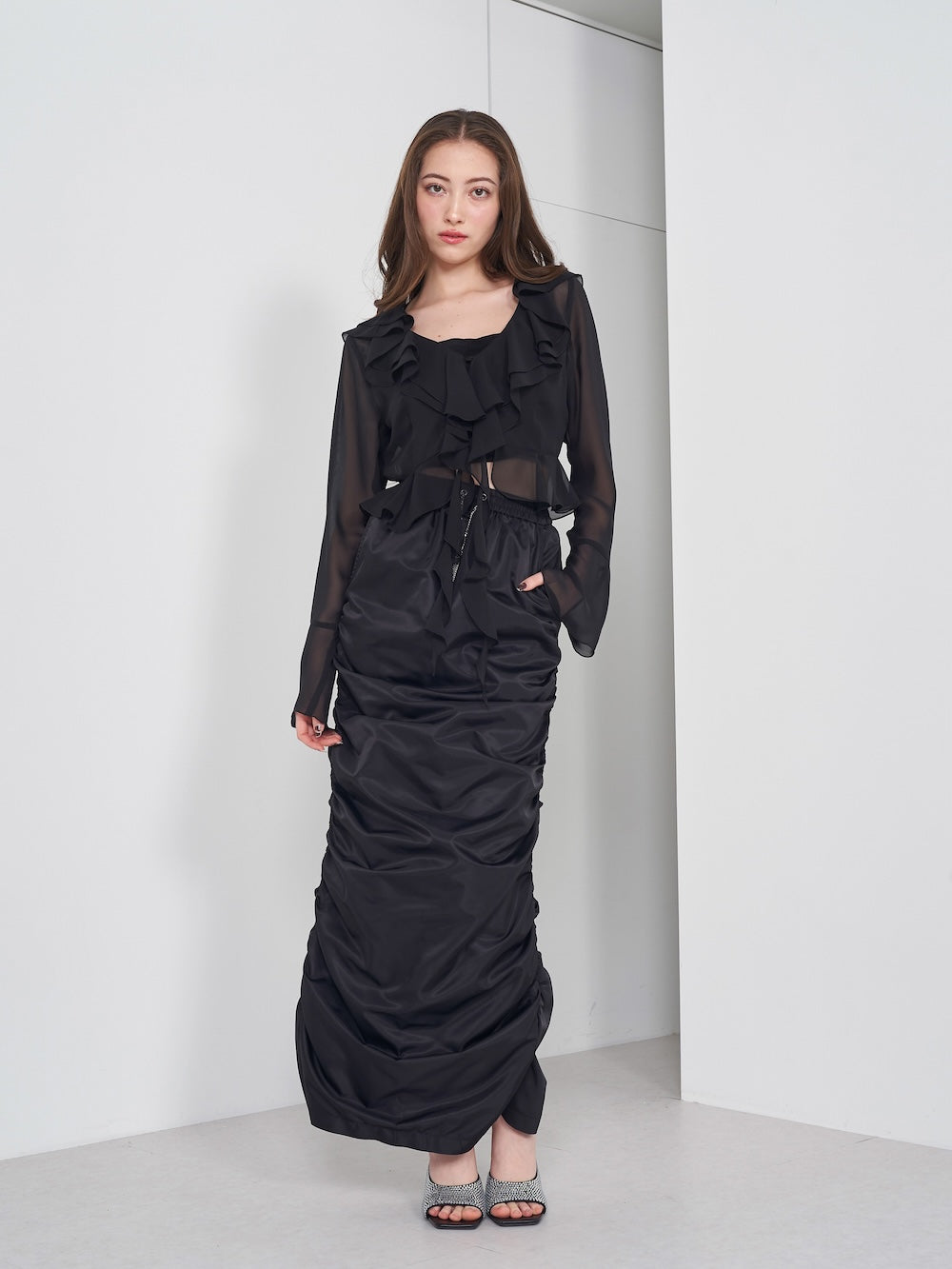 シフォンフリルショートカーディガン – Darich