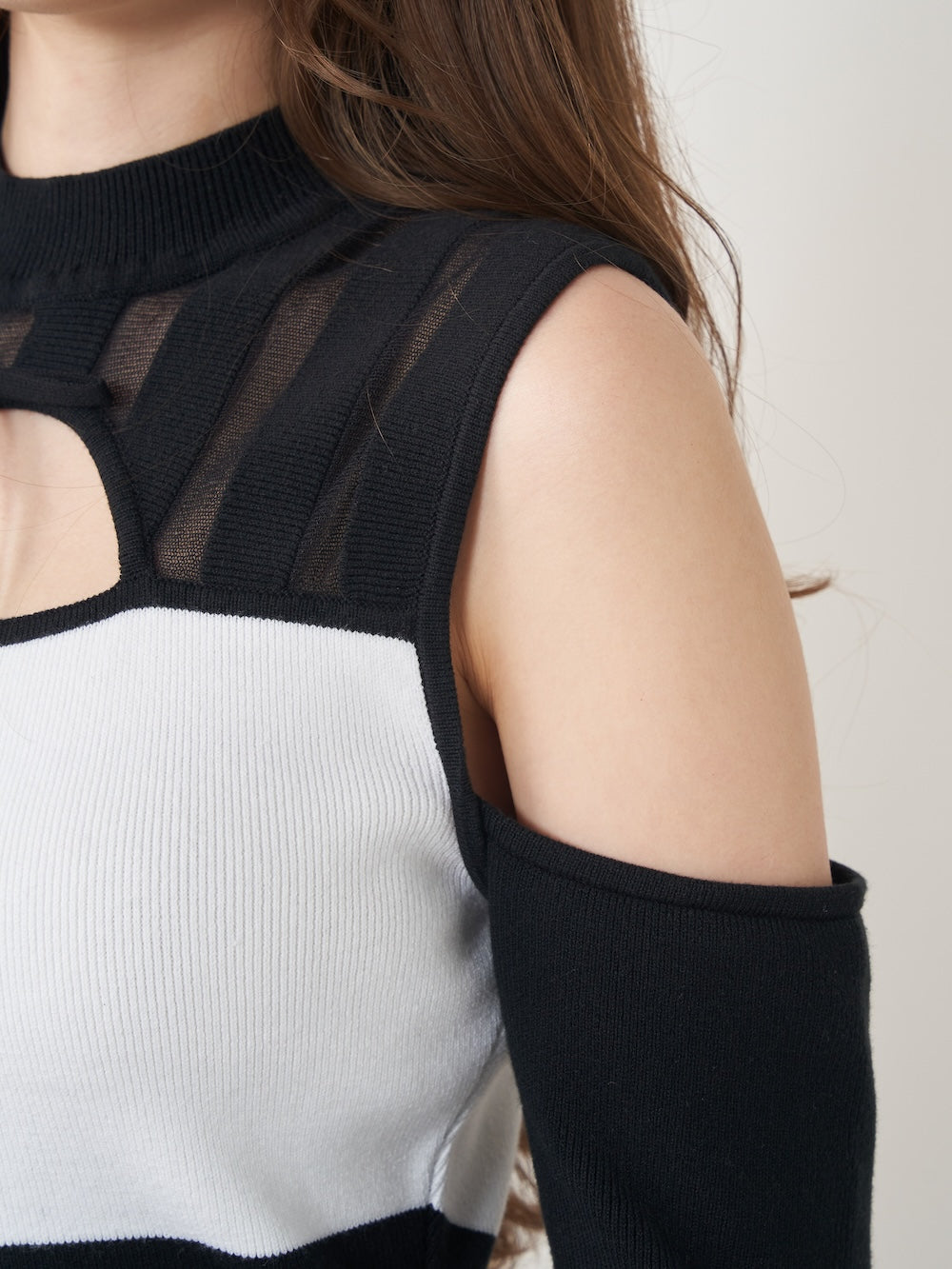 バイカラーデザインニットロングワンピース – Darich (ダーリッチ)