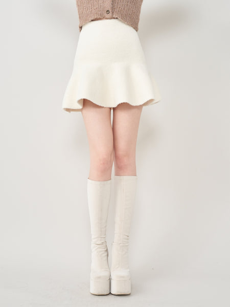 High-waisted knit mini skirt