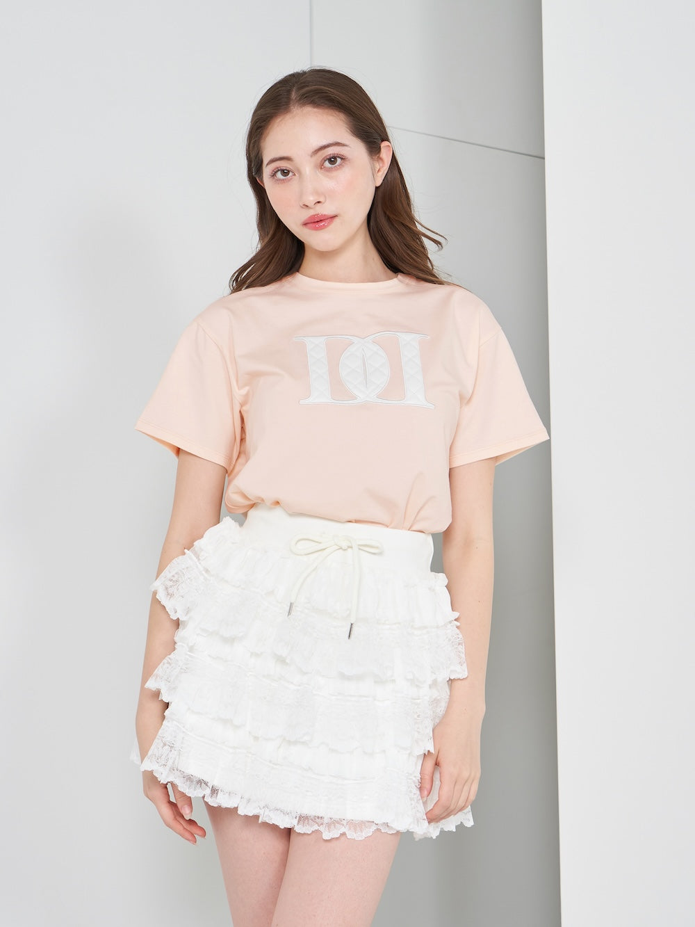 キルティングアップリケTシャツ - pnk