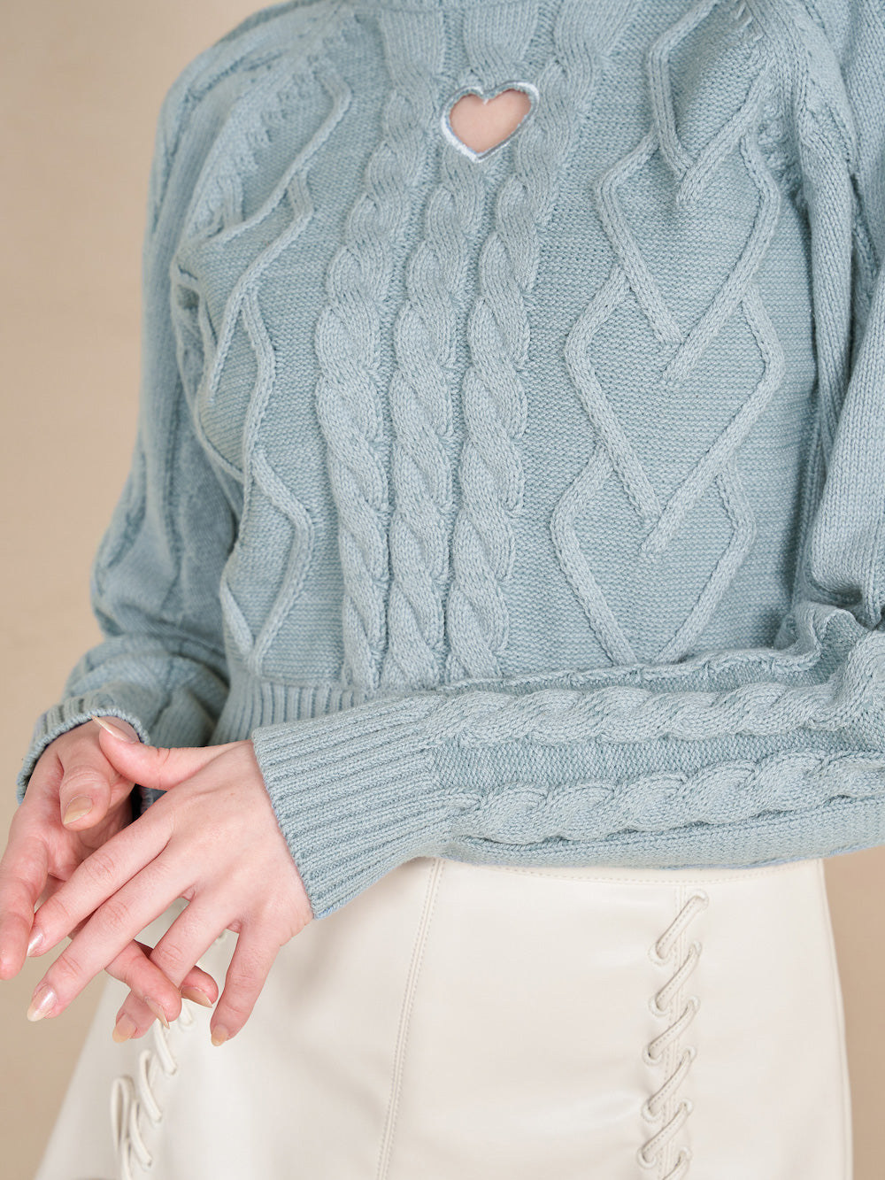 ダーリッチハート柄オーバーサイズニットセーター ハートカットケーブルニットトップス – Darich (ダーリッチ)