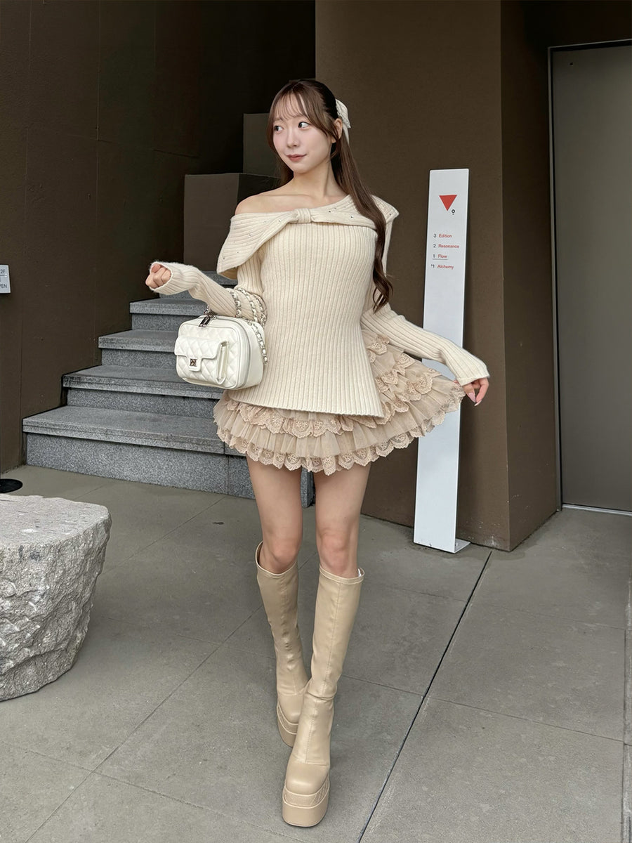 モデル：152cm（着用サイズ：FREE　着用カラー：BEG）