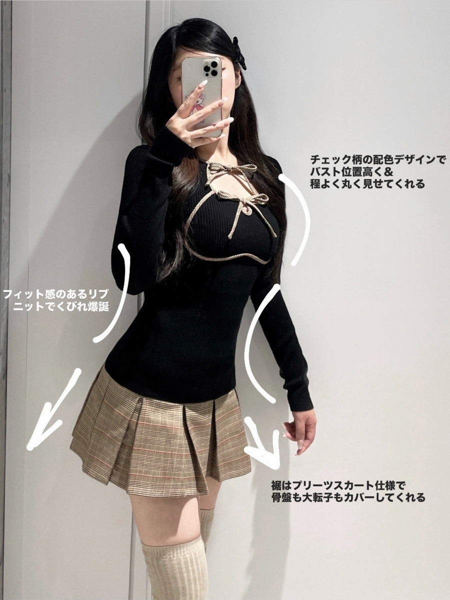 モデル：155cm（着用サイズ：FREE　着用カラー：BLK）