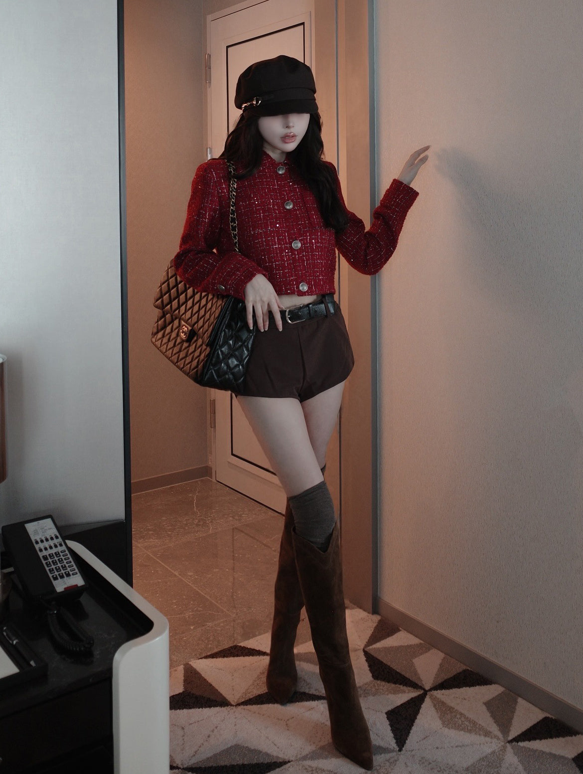 モデル：160cm（着用サイズ：FREE　着用カラー：BRD）
