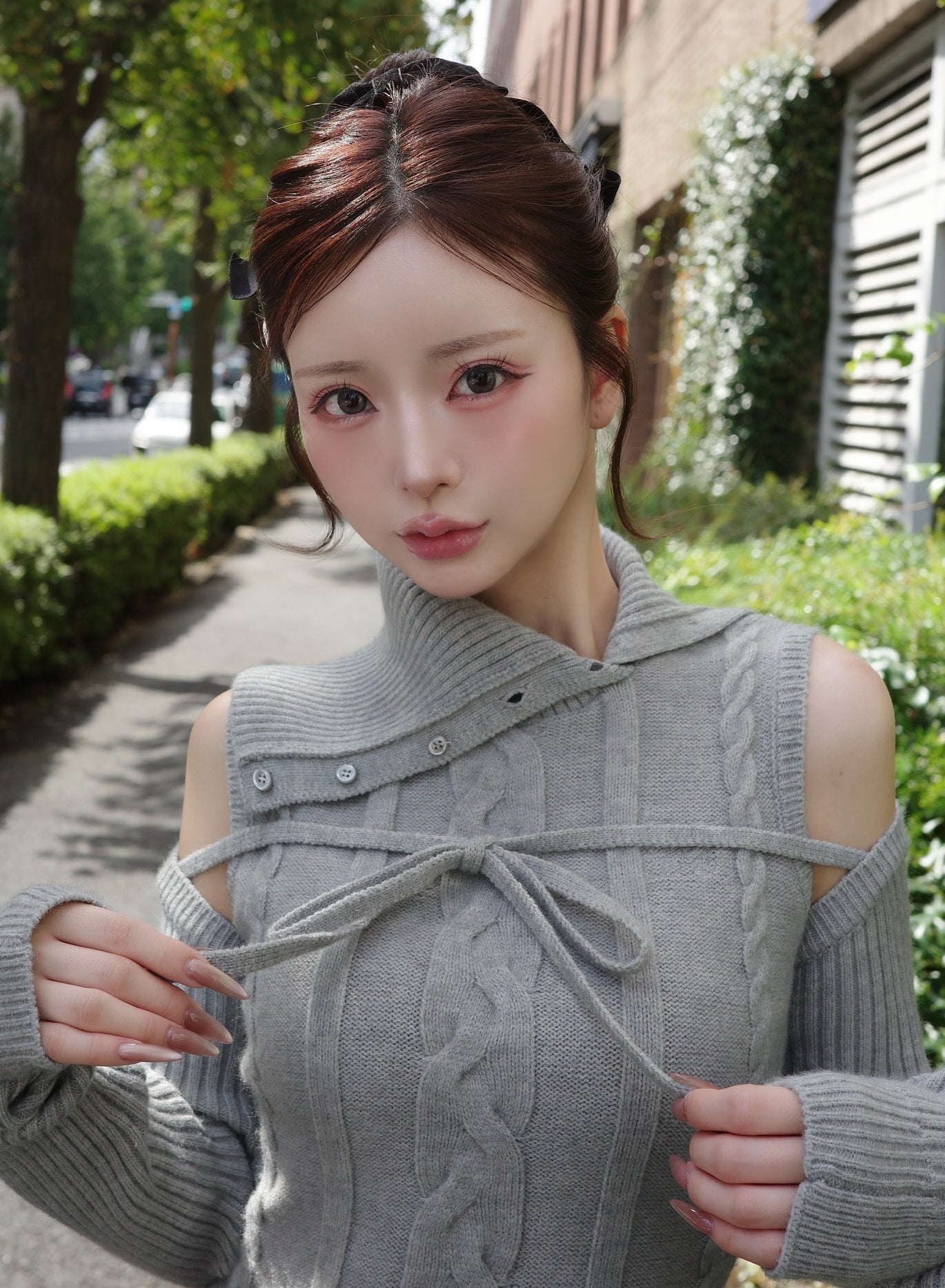 デザインネックニットミニワンピース – Darich