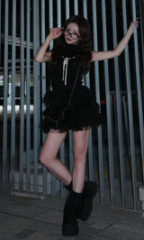 モデル：158cm（着用サイズ：FREE　着用カラー：BLK）