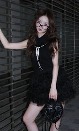 モデル：158cm（着用サイズ：FREE　着用カラー：BLK）