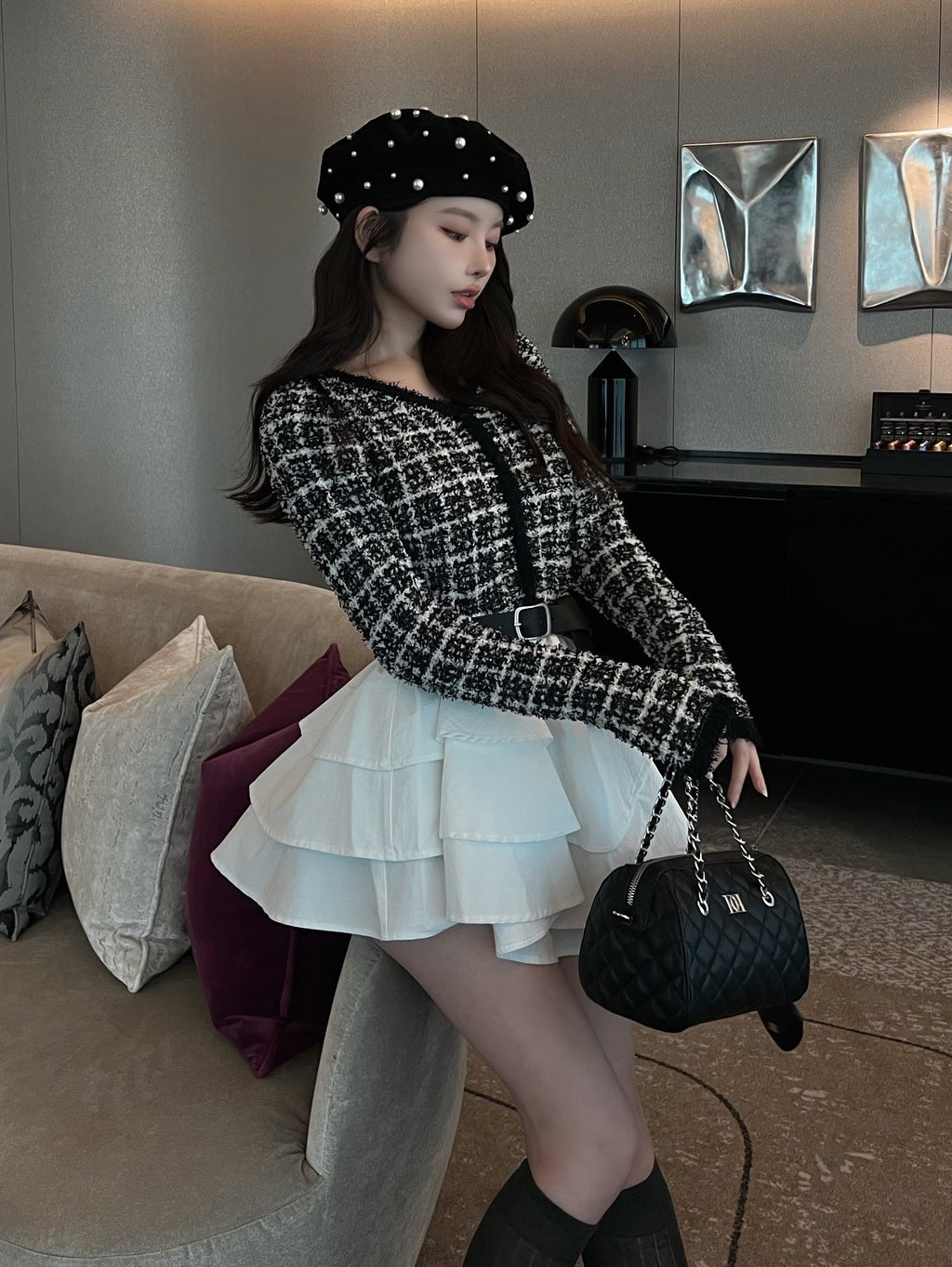 モデル：160cm（着用サイズ：FREE　着用カラー：BLK）