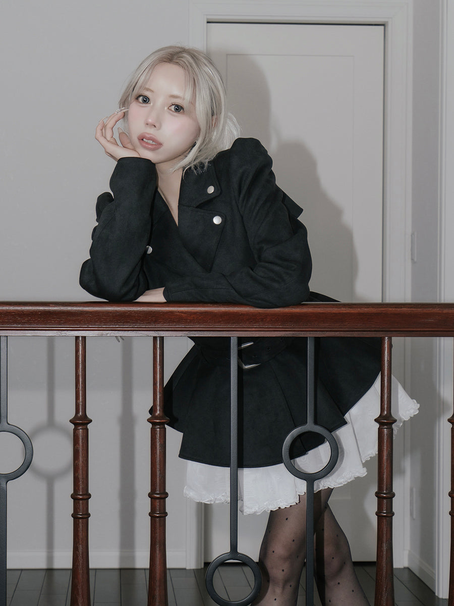 モデル：155cm（着用サイズ：FREE　着用カラー：BLK）