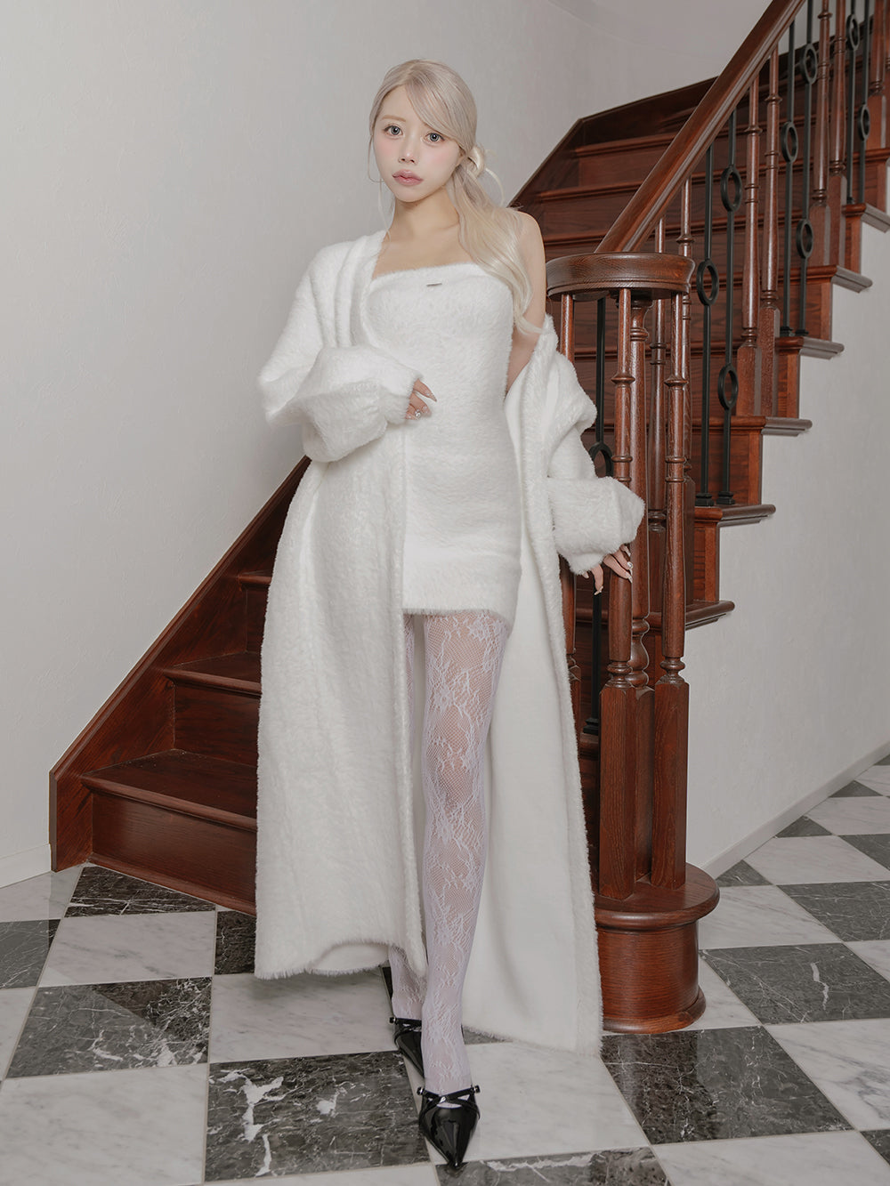 モデル：155cm（着用サイズ：FREE　着用カラー：WHT）