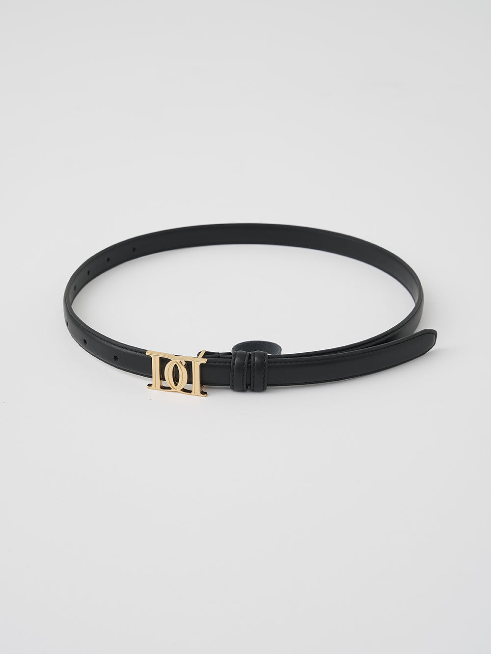 DD Buckle Narrow Leather Belt - blk