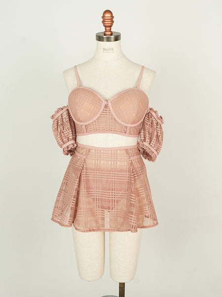 Checked Lace Sheer Bikini