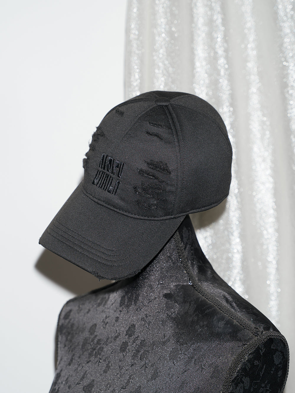 スウェットダメージキャップ - blk