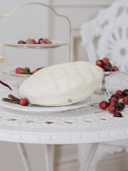 Double Quilted Leather Beret
