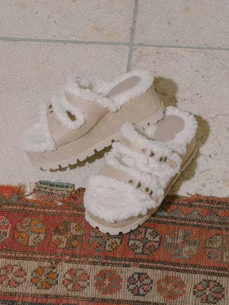 Faux Mouton Belt Slip-ons