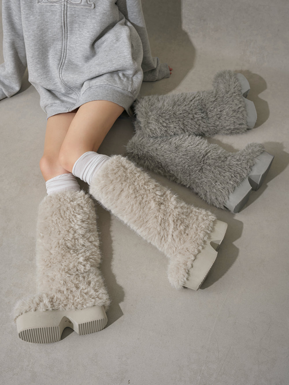 ミックスファーロングブーツ