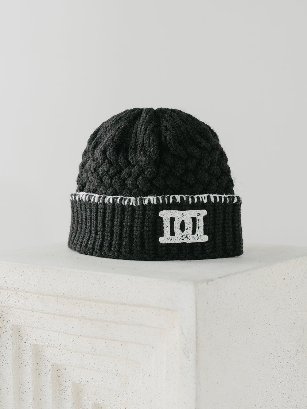 DDロゴバスケットニットビーニー - blk